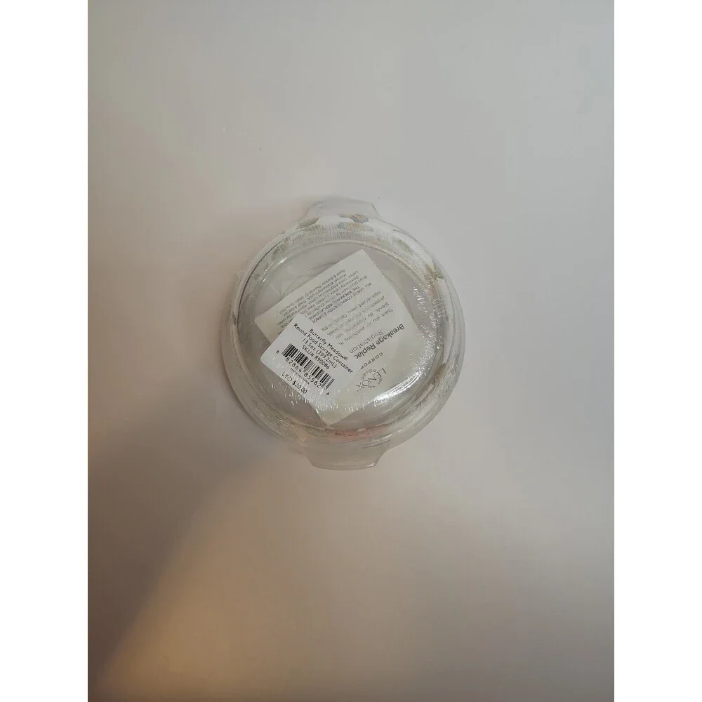 Lenox Butterfly Meadow Round Food Storage Container 13.5 oz Glass W/ Lid Sealed